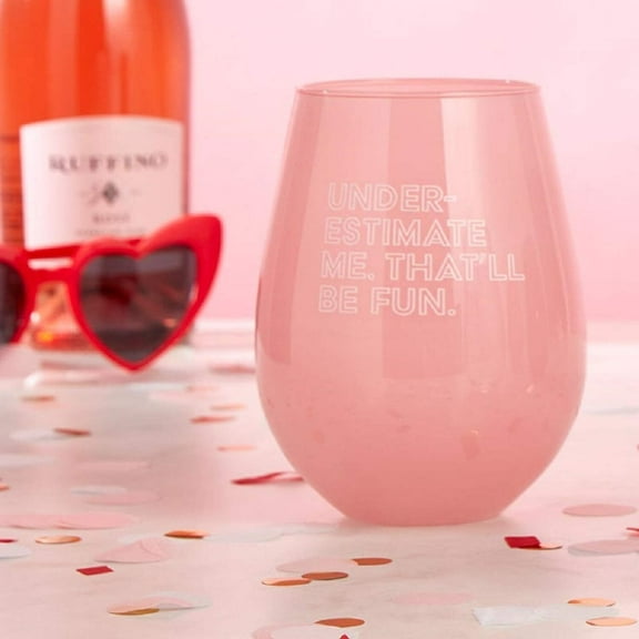 Creative Brands 10-04859-257 30 oz Jumbo Stemless Wine Glass - Underestimate Me, That ll Be Fun