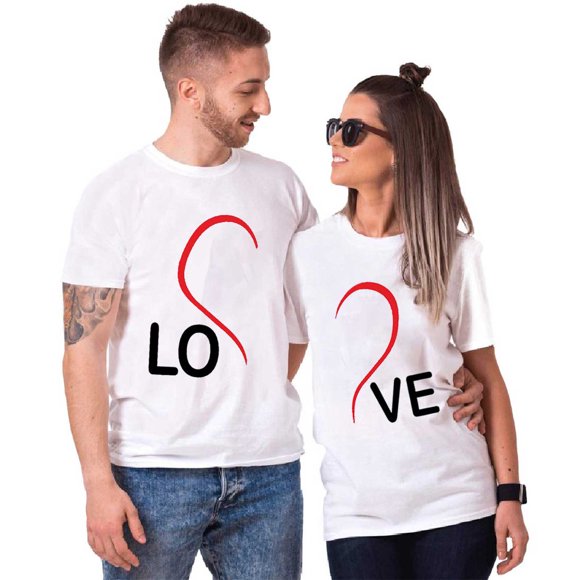 Pisexur Matching Couples Shirts His and Her Shirt Set for Men Women Outfits Valentine T-Shirt BET-TER TOGE-THER Letter Print Couples Matching