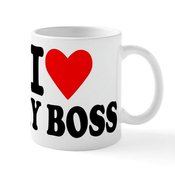 CafePress - I Love My Boss Mug - 11 oz Ceramic Mug - Novelty Coffee Tea Cup