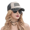 thumbnail image 6 of Black And White Checkered Baseball Cap Distressed Adjustable Vintage Cotton Denim Hat for Women Men, 6 of 7