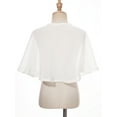thumbnail image 3 of Manyakai Girls Chiffon Bolero Cardigan Shrugs Basic Sheer Lace-up Shawl Top Party First Communion White L, 3 of 6
