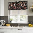 thumbnail image 4 of Watercolor Flowers Curtain Valances for Windows, Kitchen Valance Window Treatments Panel 2 Pack, Farmhouse Floral Vintage Black Rod Pocket Short Curtains for Bathroom Bedroom 54 x 18 Inch, 4 of 8