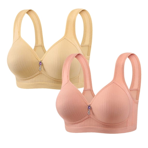 Puntoco Sujetadores sin aros para mujer, 2 piezas, ropa interior de uso diario de talla grande con estampado de mujer, sin aros