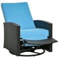 thumbnail image 1 of Outsunny Rattan Recliner Sofa with 360° Swivel Seat, Soft Cushion, 1 of 10