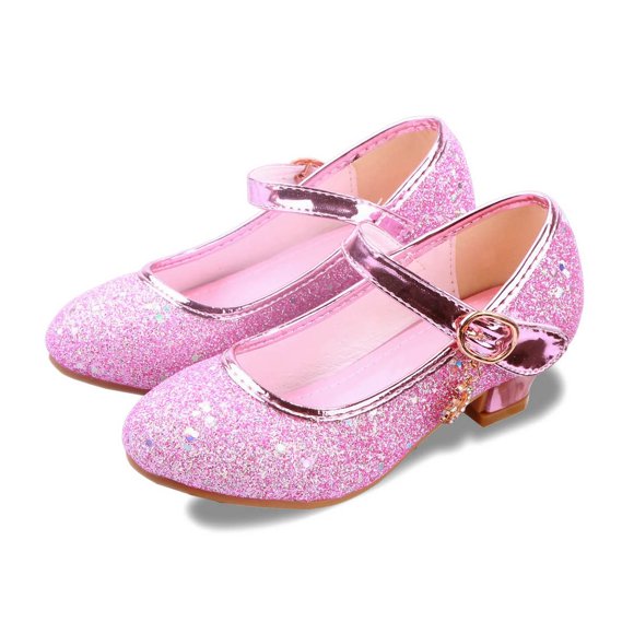 ALPHELIGANCE Girls Flats Sparkle Party Mary Jane Princess Dress Shoes(Pink,11.5)