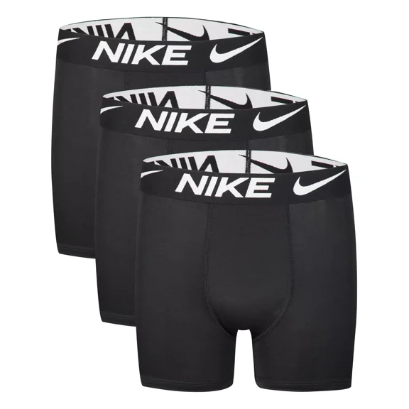 Nike Boys' 3 Pack Logo Boxer Briefs - Black L