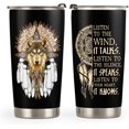 thumbnail image 1 of 20oz Wolf Gifts for Men, Women, Wolf Gifts for Wolf Lovers, Valentines Day Gifts for Him, Her, Coffee Thermos Native American Dreamcatcher Wolf Tumbler Cup Insulated Travel Coffee Mug with Lid, 1 of 6