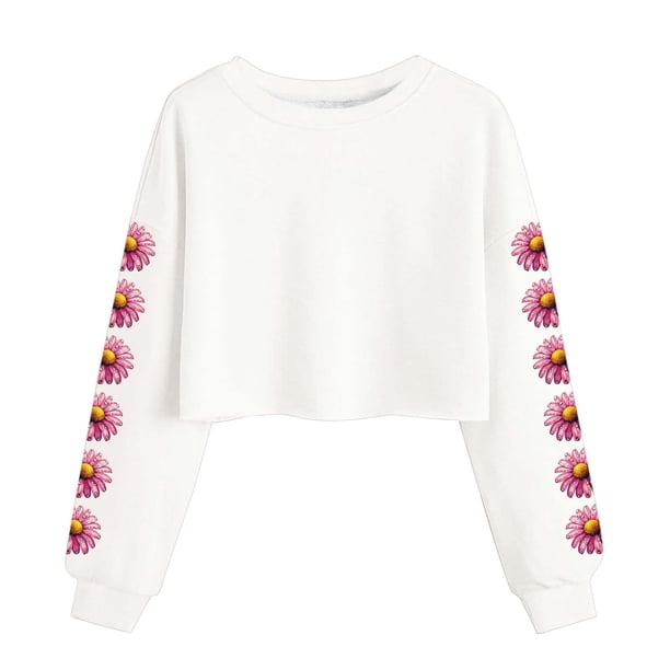 Camisetas de Manga Larga de las Mujeres Moda Impresa Suelta Casual Cuello Redondo Suéter Deportivo Top Se Ajusta Fiel Al Tamaño