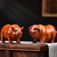 thumbnail image 2 of Rosewood carved pig figurine, one of the twelve zodiac animals, solid wood lucky pig, living room decoration, auspicious golden pig desktop ornament., 2 of 4