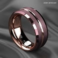 thumbnail image 4 of Tungsten Rings for Men Wedding Bands for Him Womens Wedding Bands for Her 6mm Brushed Brown Rose Gold Groove Stripe, 4 of 9