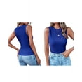 thumbnail image 2 of Women'S Tank Top Summer Casual Ribbed Knit Slim Fitted Basic Textured Sleeveless Shirts Blue M, 2 of 7