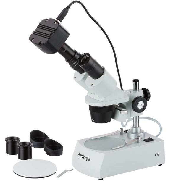 AmScope 5X10X15X30X Stereo Coin Microscope + 1.3MP USB Camera New