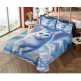 thumbnail image 4 of Ambesonne Cat Fitted & Top Sheet Set with Sham, Pegasus Kitty Flies Clouds Sky, Azure Blue Pale Pink, 4 of 5