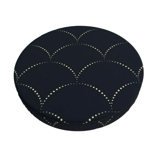 Disketp Black Fish scales Funda Redonda para Taburete, Funda de Cojín para Silla de Bar Suave y Elástica-13 inch