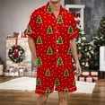 thumbnail image 2 of Men's Pajama Set Christmas Multicolored Printed Silk Satin Short Sleeved Button Up Loungewear for Relaxation and Sleep Comfort, 2 of 4