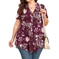 thumbnail image 6 of TARAINYA Plus Size Blouses for Women Button Short Sleeve Shirts Casual V Neck Tunic Tops, 6 of 10