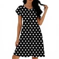 thumbnail image 3 of ClodeEU Women's Polka Dot Flutter Sleeve V Neck Cinched Waist Dress ,Casual Midi Dress Black,Womens Plus XXL, 3 of 5