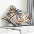 thumbnail image 4 of Throw Pillow Covers 24x24 Inch, Navy Blue Brown Decorative Pillow Cases for Couch Sofa Bed, Tropical Botanical Palm Leaves Retro Cotton Linen Square Home Decor Pillowcases with Hidden Zipper, 4 of 7