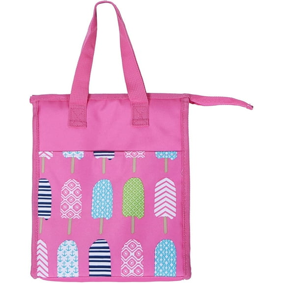 Fashion Print Insulated Lunch Tote Bag Pink Ice Cream