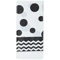Creative Converting Chevron & Polka Dots Celebrations Plastic Tablecover, 54 by 108", Black Velvet