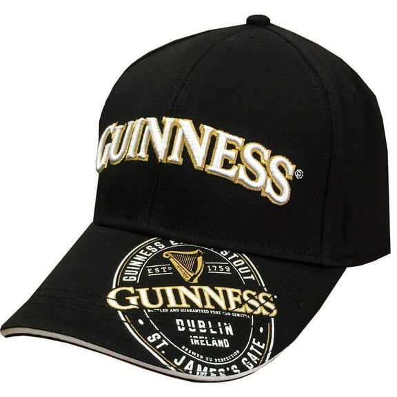 Guinness Label Baseball Cap Black 100% Cotton