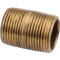 Anderson Metals Red Brass Pipe Fitting, Close Nipple, 1-1/4" NPT Male, 1-5/8" Length