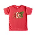 thumbnail image 5 of Ink Printed Image NOT a Yarn Patch Joy Holiday Shirt for Women, Teens & Kids Christmas Tee Vintage Red Shirt Youth Large, 5 of 6
