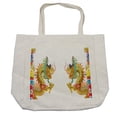 thumbnail image 1 of Dragon Shopping Bag, Chinese Style Dragon Power Oriental Culture Theme, Eco-Friendly Reusable Bag for Groceries Beach and More, 15.5" X 14.5", Cream, by Ambesonne, 1 of 2