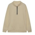 thumbnail image 3 of UJNDER Oversized Sweatshirt for Women Half Zip Solid Color Drop Shoulder Pullover Long Sleeve Workout Beige XL, 3 of 3
