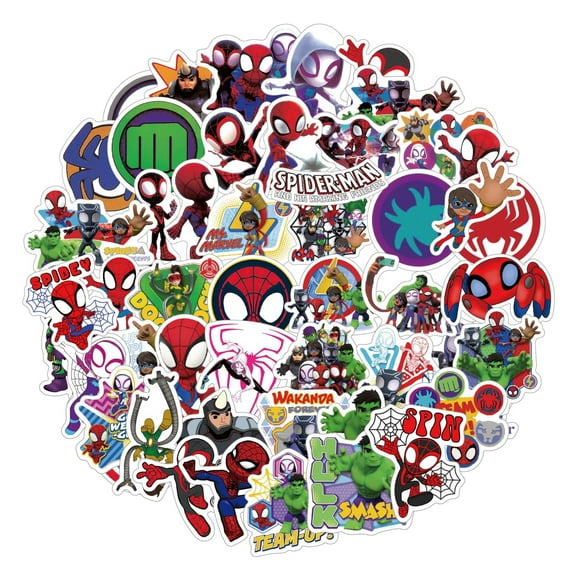 100Pcs Spidey Stickers Laptop Bedroom Wardrobe Car Skateboard Bicycle Mobile Phone Luggage Guitar