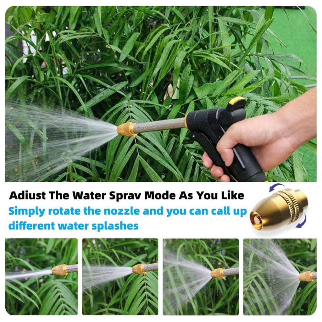 Heavy Duty Metal High Pressure Water Hose Nozzle Washer Garden Hose Thread 360 Degree Rotating Adjustable Nozzle