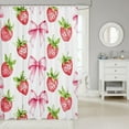thumbnail image 2 of Pink Bowknot Kids Shower Curtains,Strawberry Summer Fruit Cartoon Cute Bathroom Curtains for Girls Women,Bow Tie Butterfly Knot Princess Unique Waterproof Curtains,12 Hooks Suits,72" W x 72" L, 2 of 3