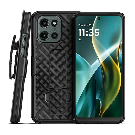 Encased DuraClip for Moto G 2025 Belt Case with Holster Clip and Kickstand (Black)