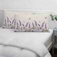 thumbnail image 3 of Botanical Lavender Floral Pillow Covers, Linen Long Throw Pillow Case, Purple Flowers Butterfly Beige Holiday Pillow Protector Decorative Cushion Cover for Living Room/Bedroom 20" x 26", 3 of 8