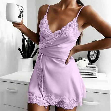 

Women Pajamas V-Neck Sleeveless Lace Cami Shorts Lingerie Sleepwear Dress Note Please Buy One Or Two Sizes Larger