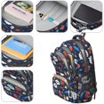 thumbnail image 4 of Football and Basketball Navy Pattern Backpack for School, Cute School Bag with Adjustable Shoulder Straps and Padded Back, 16.9"x12.6"x5.9", 4 of 5