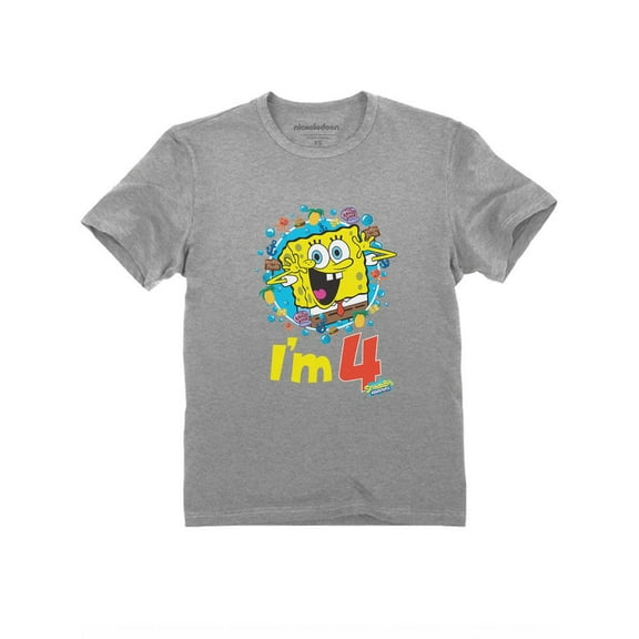 SpongeBob SquarePants Tstars Toddler's T-shirt - Perfect 4th Birthday Gift - Exciting "I'm 4" Birthday Party Wear - Officially Licensed Nickelodeon Apparel - Comfortable and Fun Kids Short Sleeve Tee