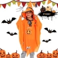 thumbnail image 4 of Disfraz de bruja de Halloween, disfraz de Halloween con capa de calabaza, capa naranja para niños, capa de fiesta de cosplay de Halloween con sombrero, adecuado para altura 90-150 cm Xemadio HY-0019, 4 of 5