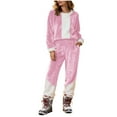 thumbnail image 2 of Yuyuzo Ensembles de Pyjamas pour Femmes en Molleton à Blocs de Couleur Vêtements de Détente Chandails en Molleton à Manches Longues Col Rond Pantalons Jogger Tenues 2 Pcs, 2 of 6