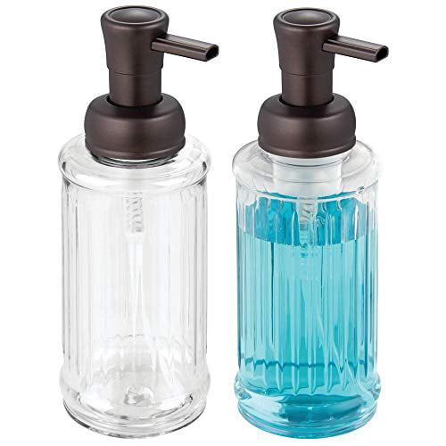 mDesign Round Plastic Refillable Foaming Hand Soap Dispenser Pump