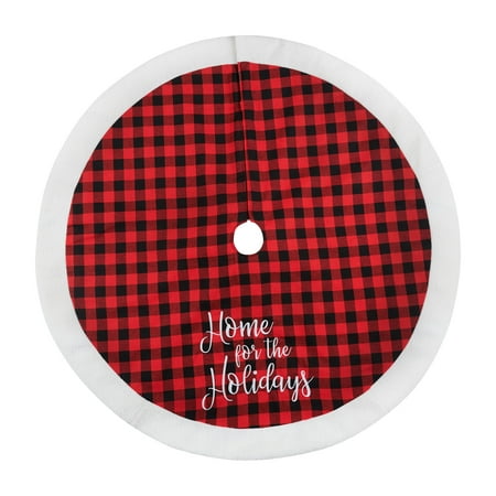 Holiday Time Tree Skirt, Buffalo Plaid, Red and Black,