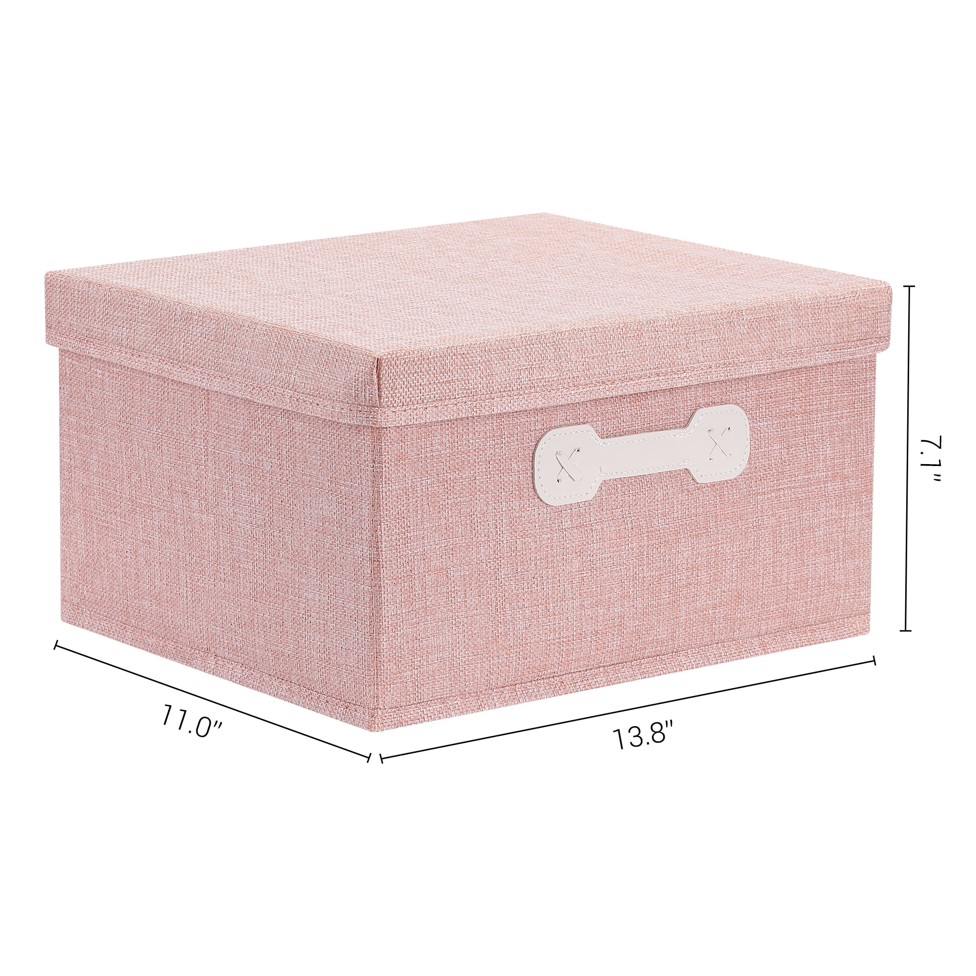 Unique Bargains Storage Cube, Fabric Bin with Lid and Handle Pink 14*11*7in