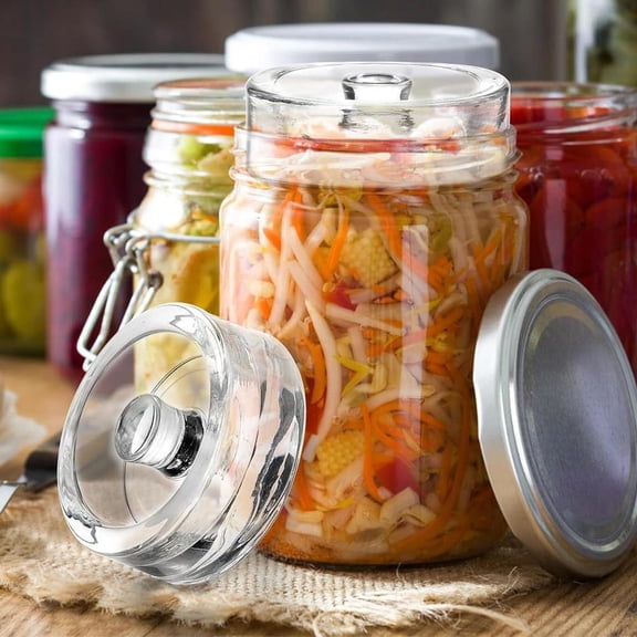 NOVELAR Fermentation Glass Weights 4-Pack, 2.73 Inch Diameter for Mason Jars, Ensures Full Immersion for Professional-Level DIY Pickling and Sauerkraut