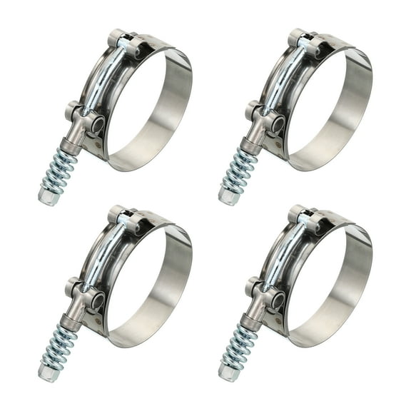 Uxcell T-Bolt Hose Clamps with Spring, 4 Pack 304 Stainless Steel Adjustable Worm Hose Clamp for 2.25" Hose ID