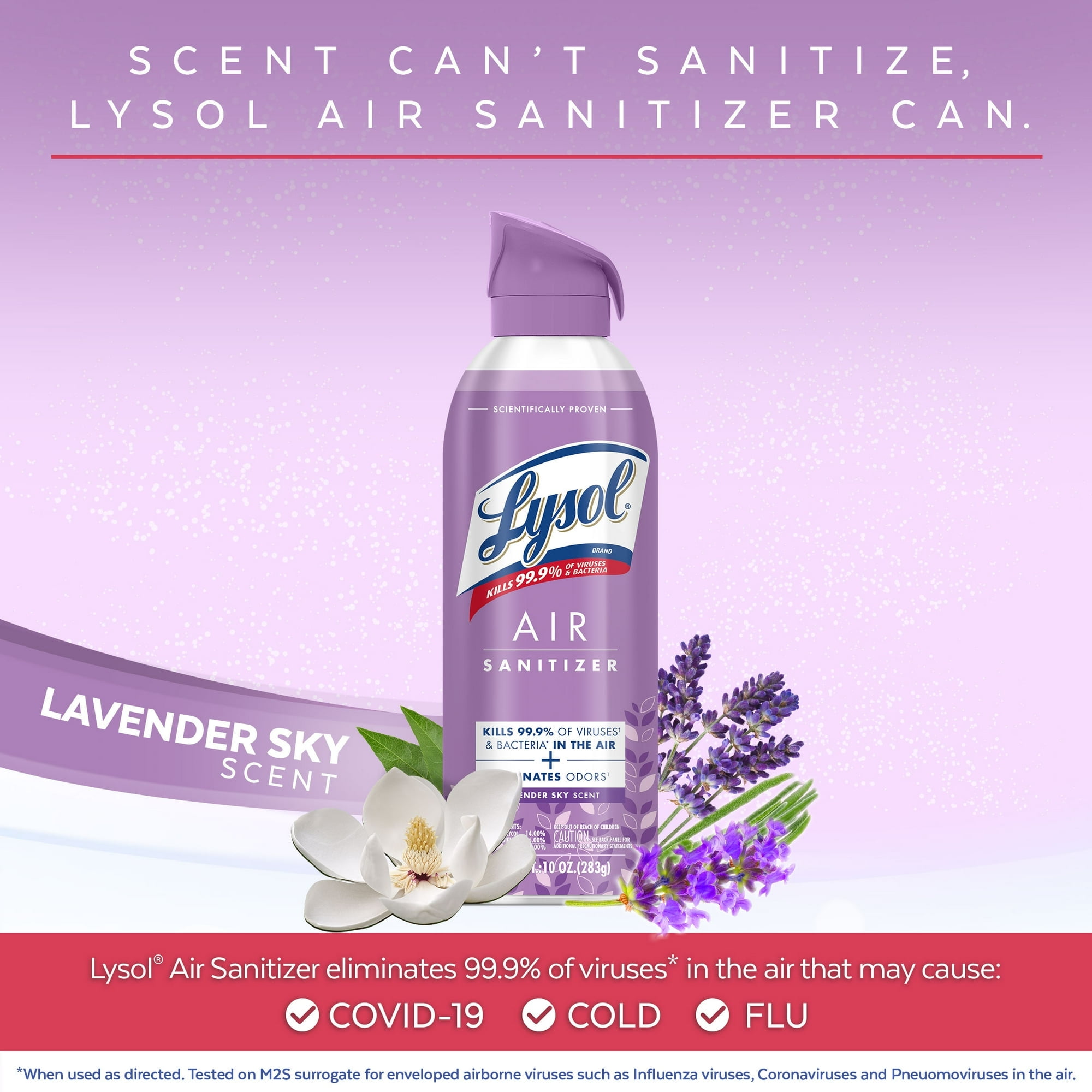 (3 pack) Lysol Air Sanitizer Spray for Air Sanitization and Bacterial Odor Elimination, Air Freshener Alternative, Lavender Sky Scent, 10 oz