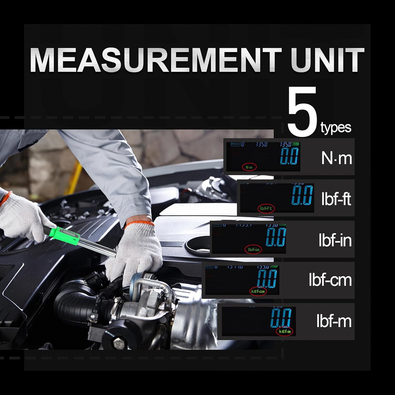 UPGRADE 1/2 Inch Drive Digital Torque Wrench 10-220FT-LB/8-160N.M, Torque Range Accurate to 2%, Electric Torque Wrench with Buzzer and LED Flash Notification for Bike/Motorcycle/Auto Repair