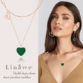 thumbnail image 3 of Linawe Emerald Green Layered Necklaces for Women Trendy, Heart Choker Pendant Necklace Rose Gold Chain Stacked Necklace, Stainless Steel Y2K Preppy Necklace Jewelry, 3 of 7