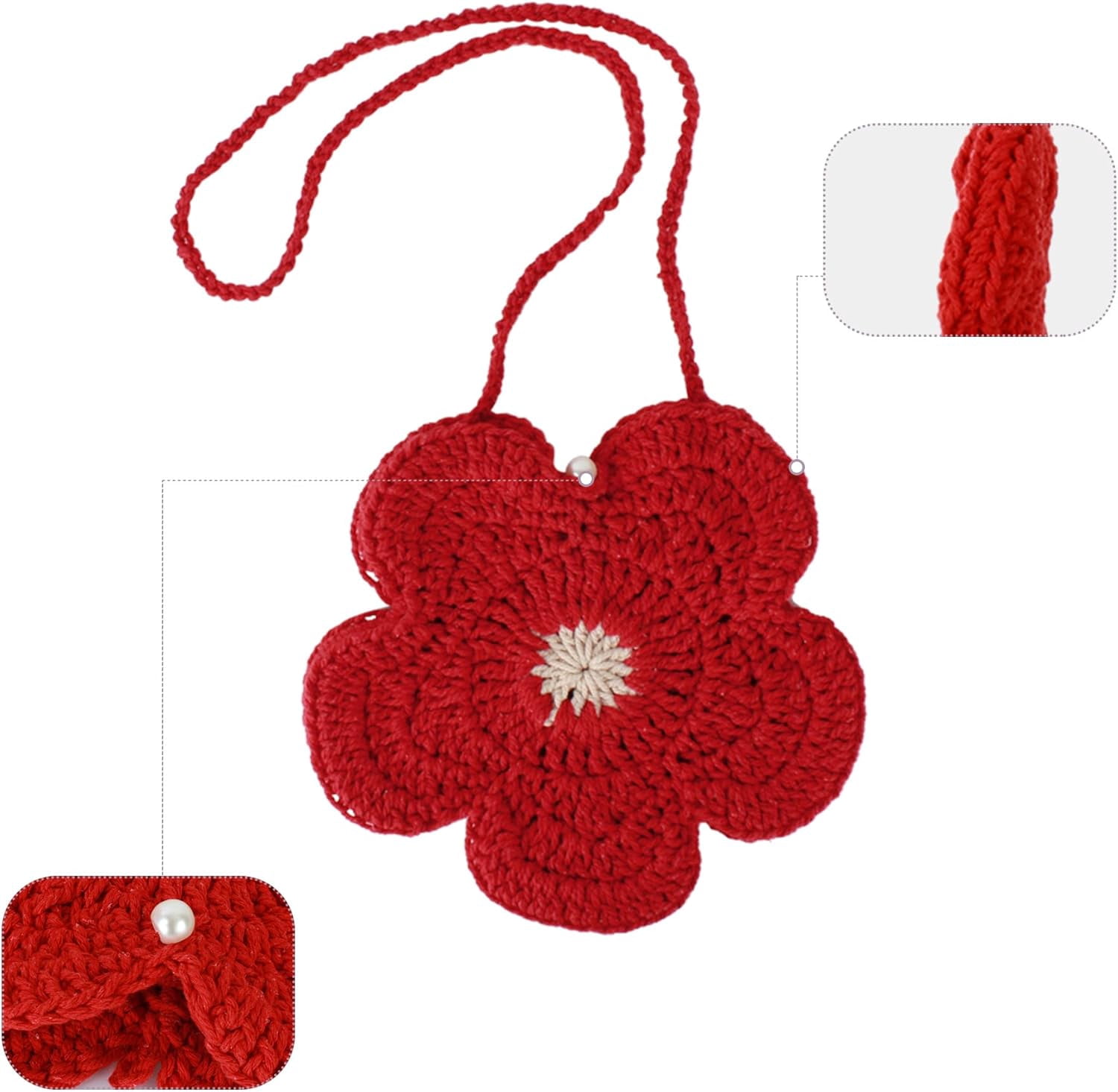 Women Mini Flower Cotton Crochet Crossbody Shoulder Bag Handbag Purse