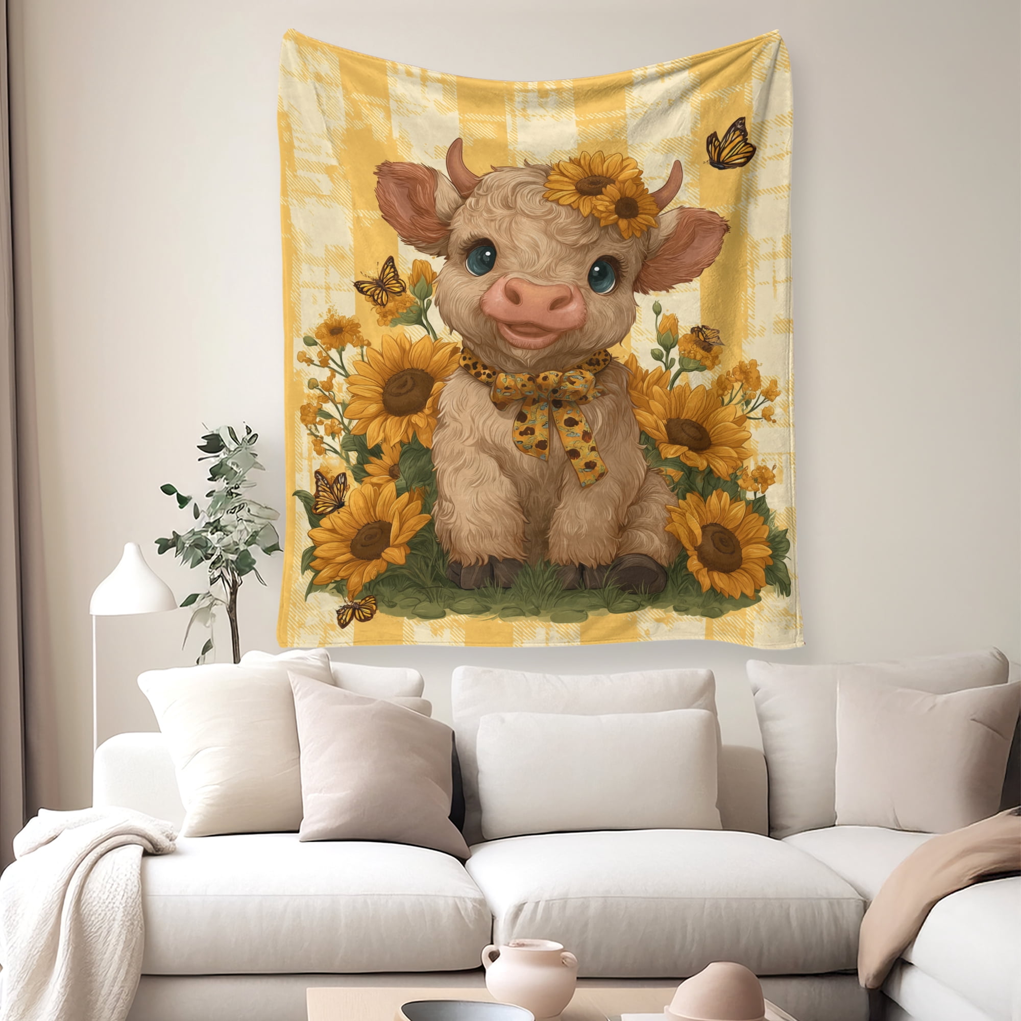Flannel Fleece Throw Blanket, Soft Large Throw Blanket, Lightweight Cozy Plush Throw Blanket Fit Sofa Bed, 30"x40", Plateau Cattle