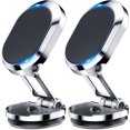 thumbnail image 1 of [2-Pack] Magnetic Phone Holder for Car Alloy Folding Magnetic Car Phone Holder [Super Strong Magnet] Car Magnetic Phone Mount 360° Rotation Magnetic Dashboard Cell Phone Holder for All Phones-Silver, 1 of 5